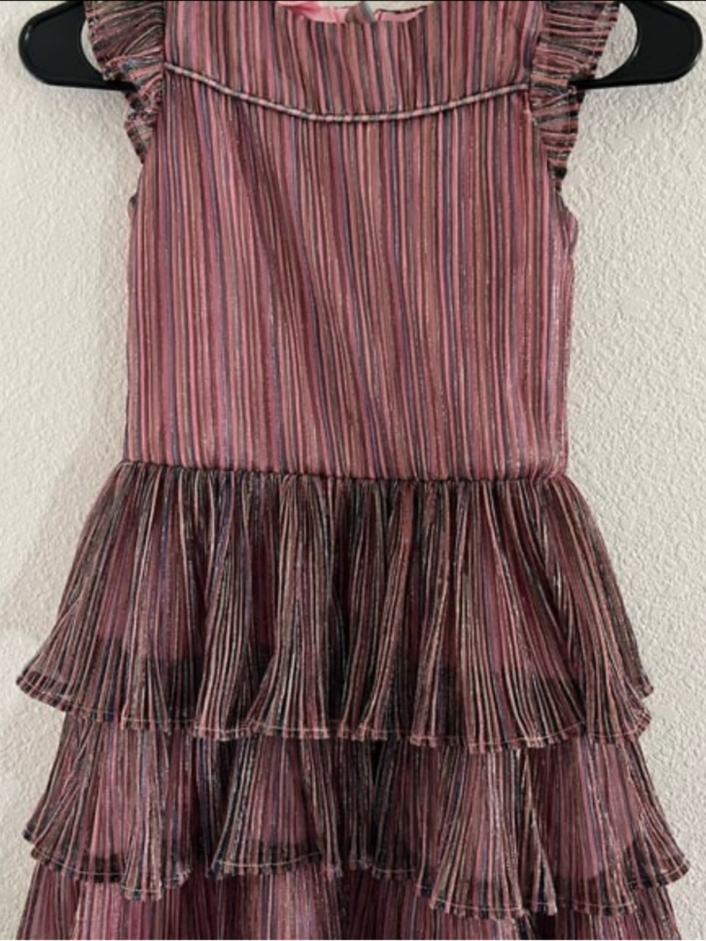 FAO Schwarz Pink and Purple Striped Tiered Ruffle Dress
